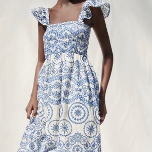 Zara Openwork Embroidered Dress Medium